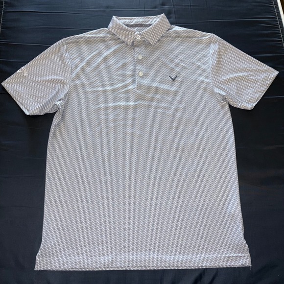 Callaway Other - Callaway Mens Opti-Dri Golf Polo Shirt Blue White Geometric Basketweave Small